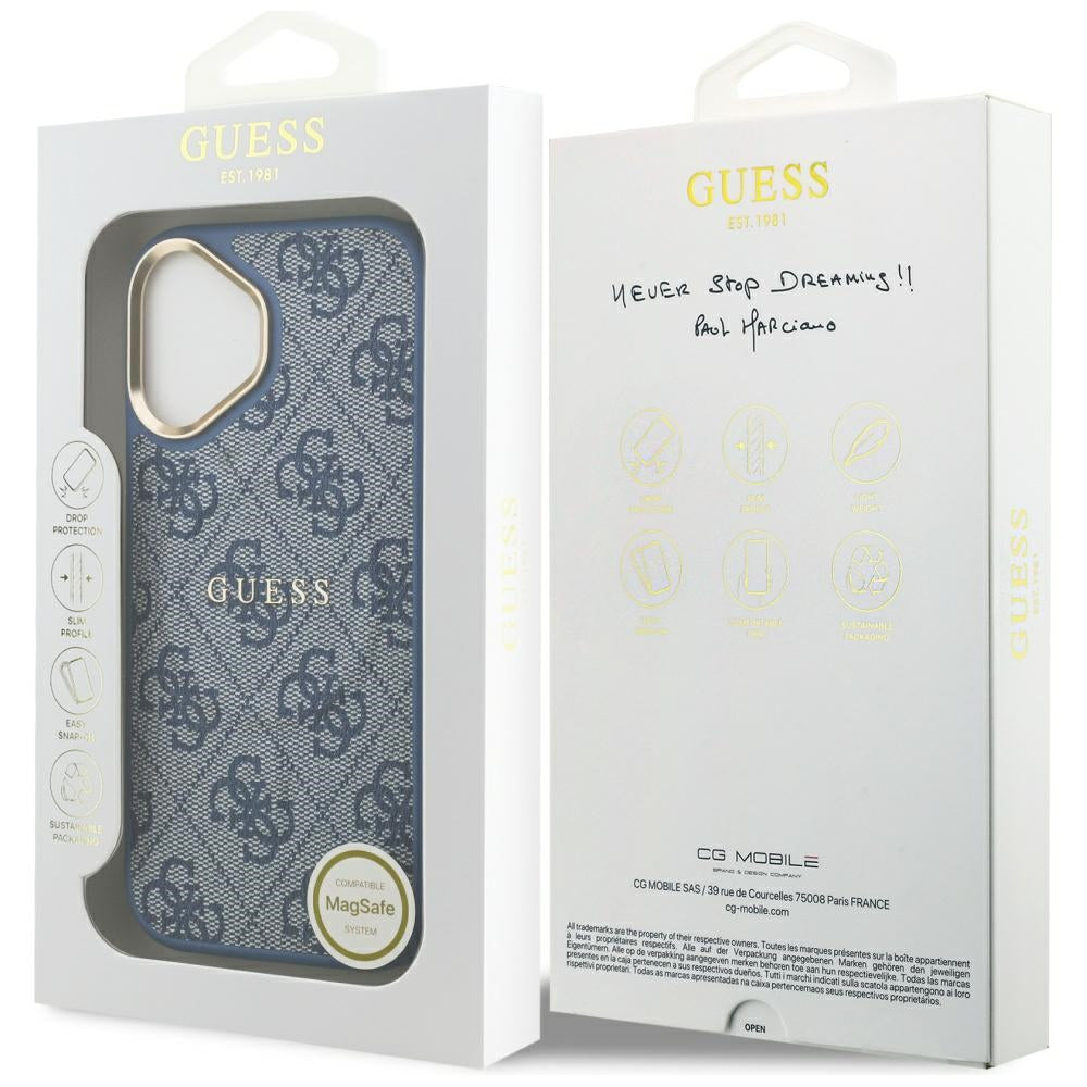 Custodia MagSafe per Apple iPhone 17, Guess, 4G Classic, Blu