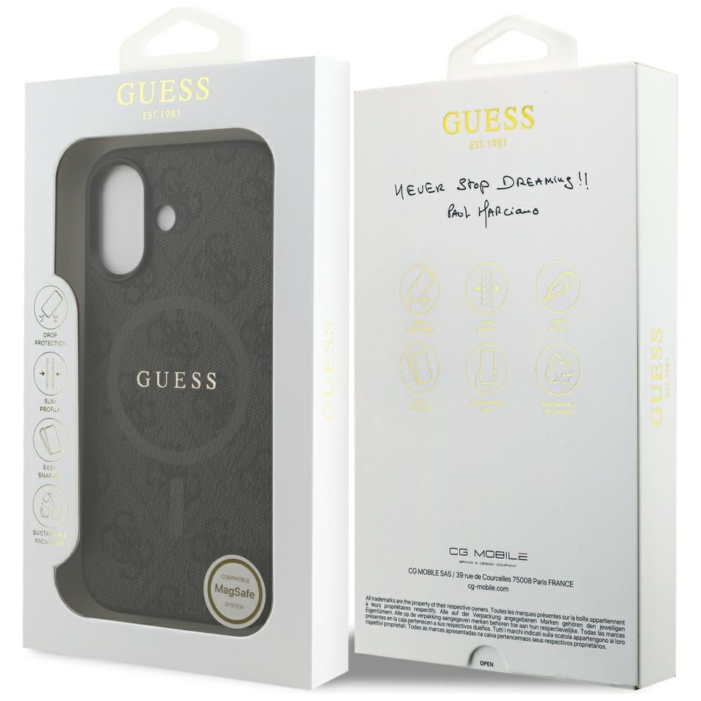 Custodia MagSafe per Apple iPhone 17, Guess, 4G Ring Classic Logo, Nera