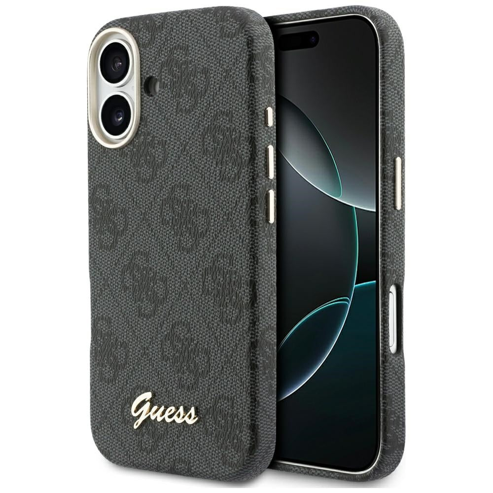 Custodia MagSafe per Apple iPhone 17, Guess, 4G Script Logo, Nera