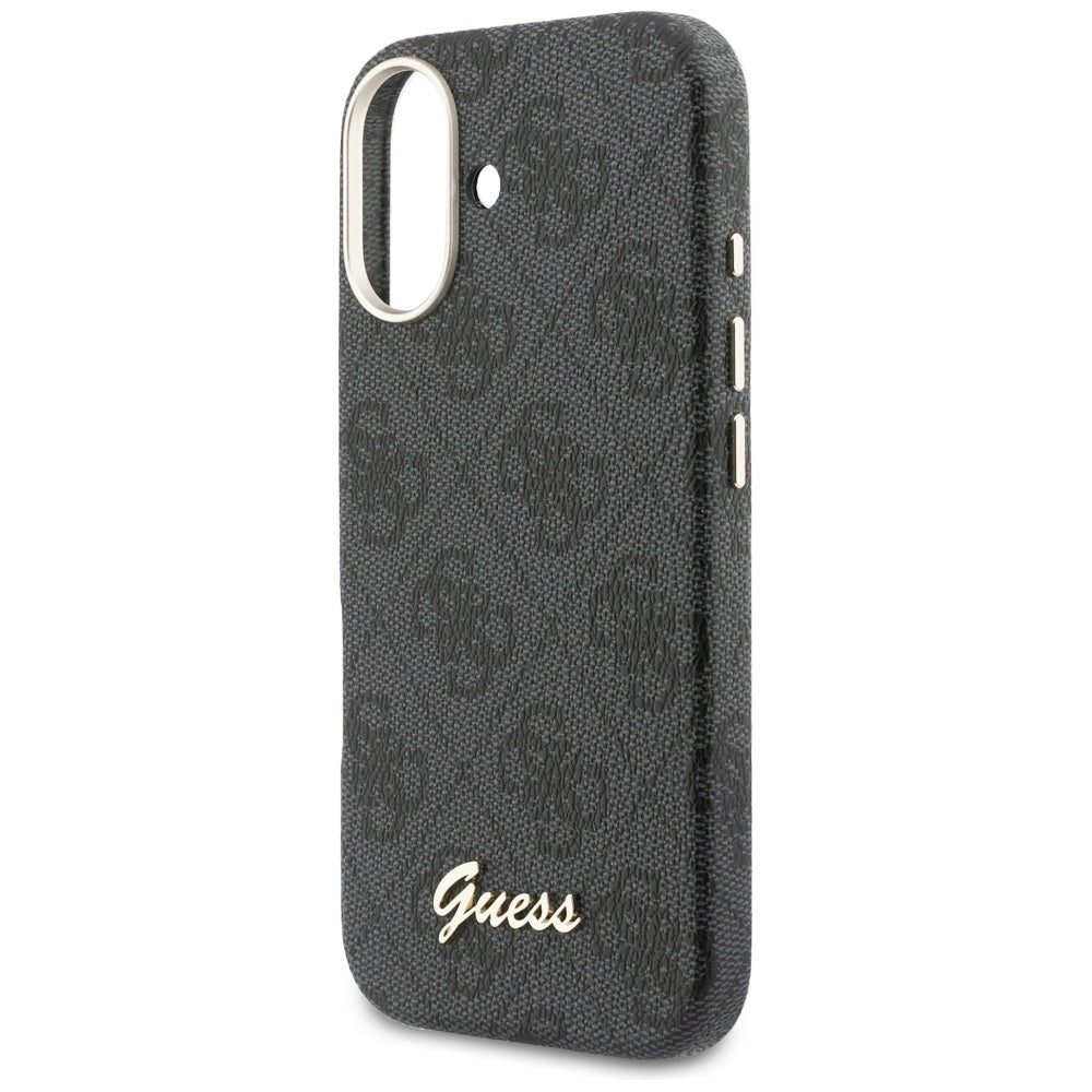 Custodia MagSafe per Apple iPhone 17, Guess, 4G Script Logo, Nera