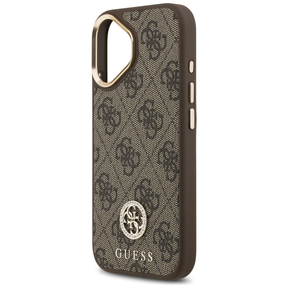Custodia MagSafe per Apple iPhone 17, Guess, 4G Strass Logo, Marrone