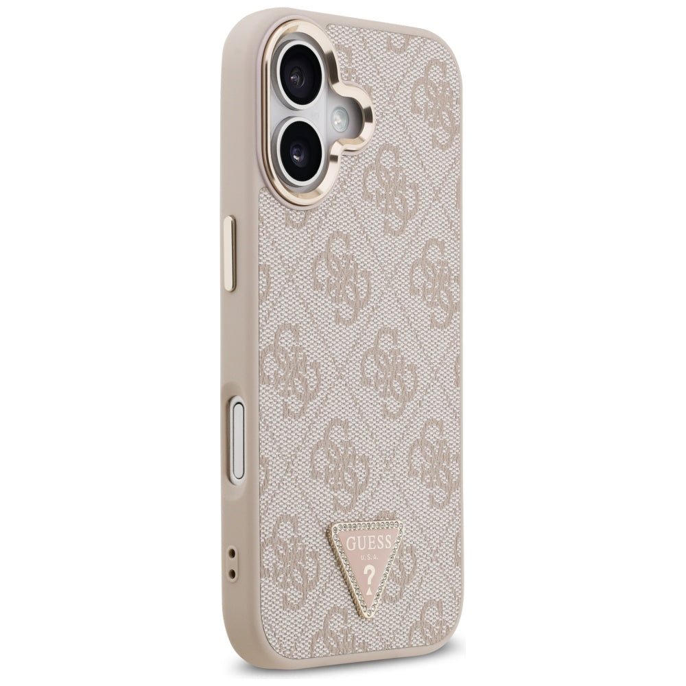 Custodia MagSafe per Apple iPhone 17, Guess, Logo Triangolo 4G, Rosa Dorato