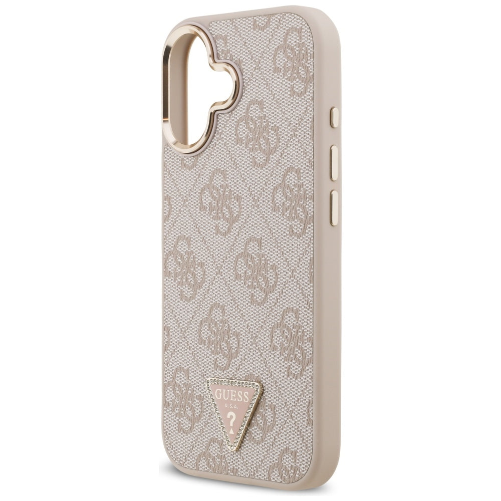 Custodia MagSafe per Apple iPhone 17, Guess, Logo Triangolo 4G, Rosa Dorato