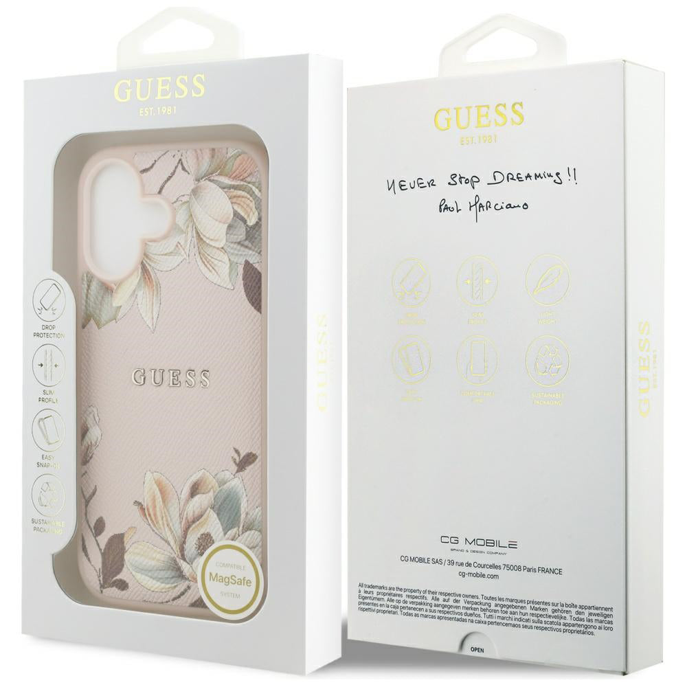 Custodia MagSafe per Apple iPhone 17, Guess, Grained Flowers, Rosa