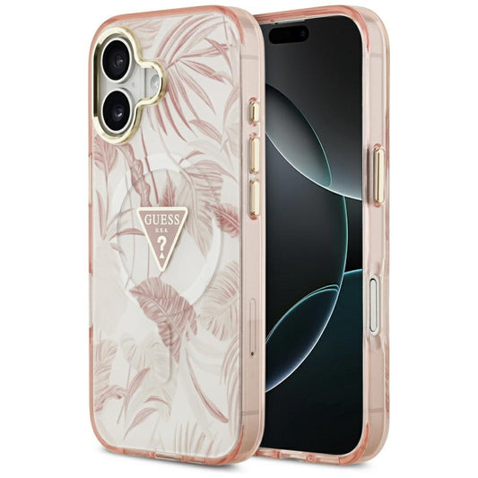 Custodia MagSafe per Apple iPhone 17, Guess, Jungle Tonal Triangle, Rosa