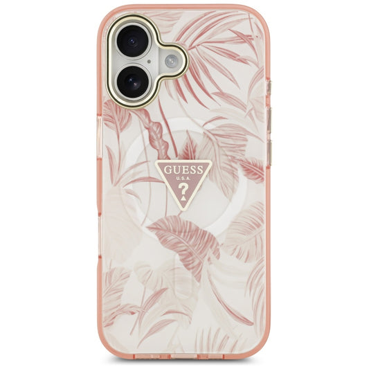 Custodia MagSafe per Apple iPhone 17, Guess, Jungle Tonal Triangle, Rosa