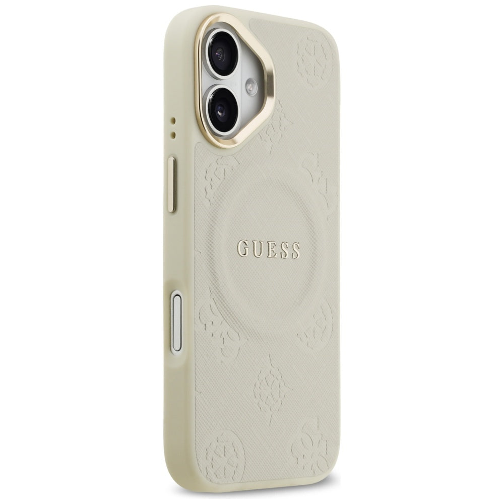 Custodia MagSafe per Apple iPhone 17, Guess, Peony Hot Stamp, Beige