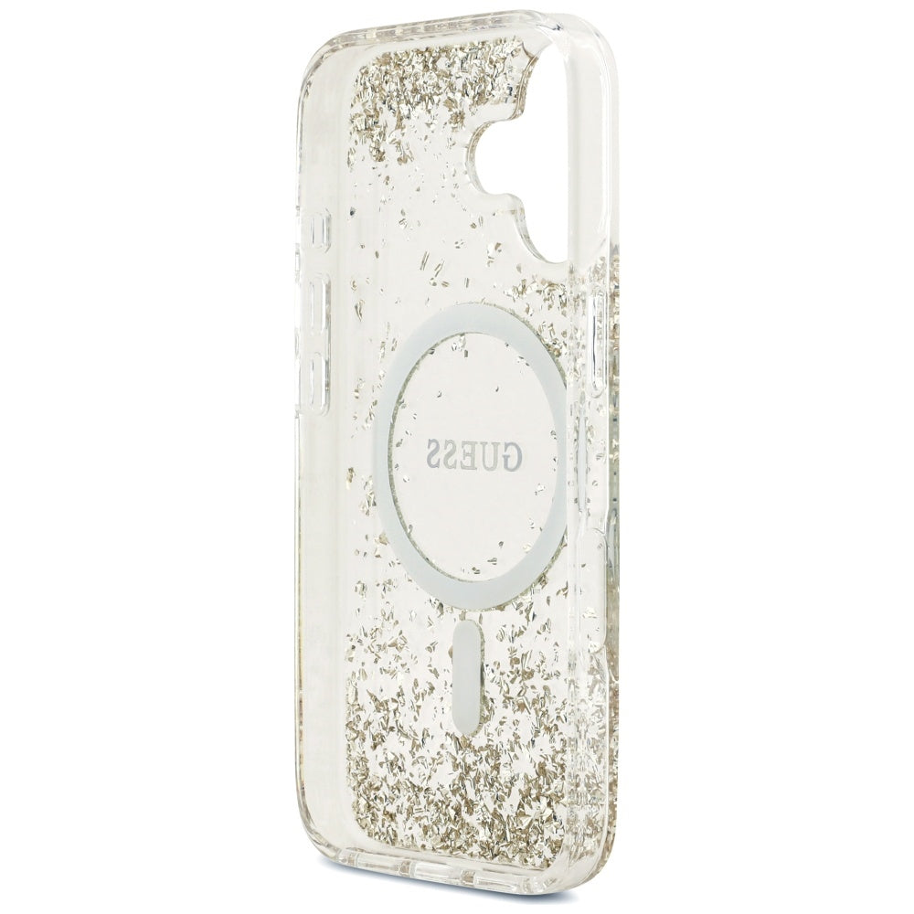 MagSafe Case for Apple iPhone 17, Guess, Resin Bottom Glitter, Gold