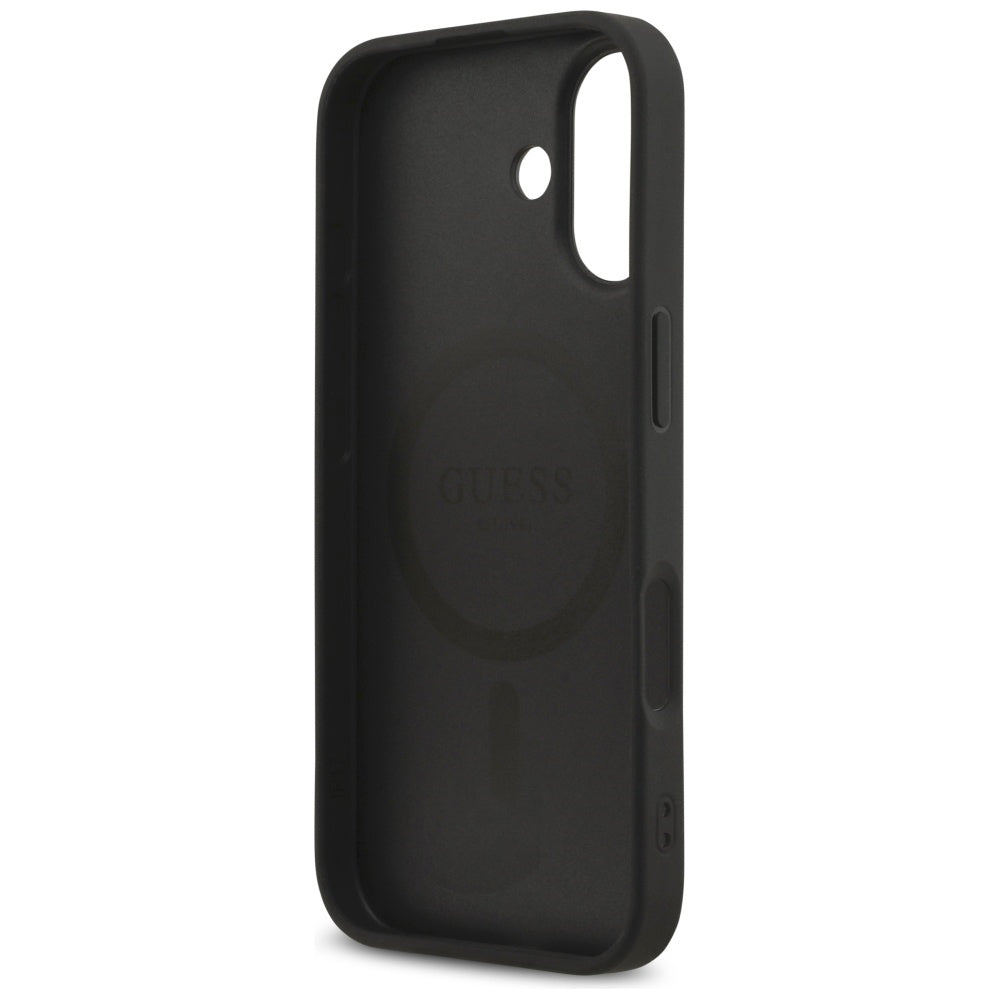 Custodia MagSafe per Apple iPhone 17, Guess, Saffiano Classic Logo, Nera