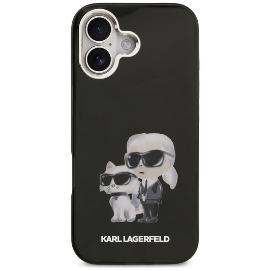 Custodia MagSafe per Apple iPhone 17, Karl Lagerfeld, IML Aquarelle Logo Karl & Choupette, Nera