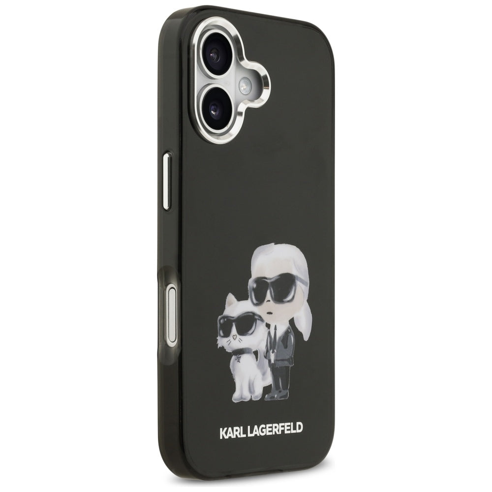 Custodia MagSafe per Apple iPhone 17, Karl Lagerfeld, IML Aquarelle Logo Karl & Choupette, Nera