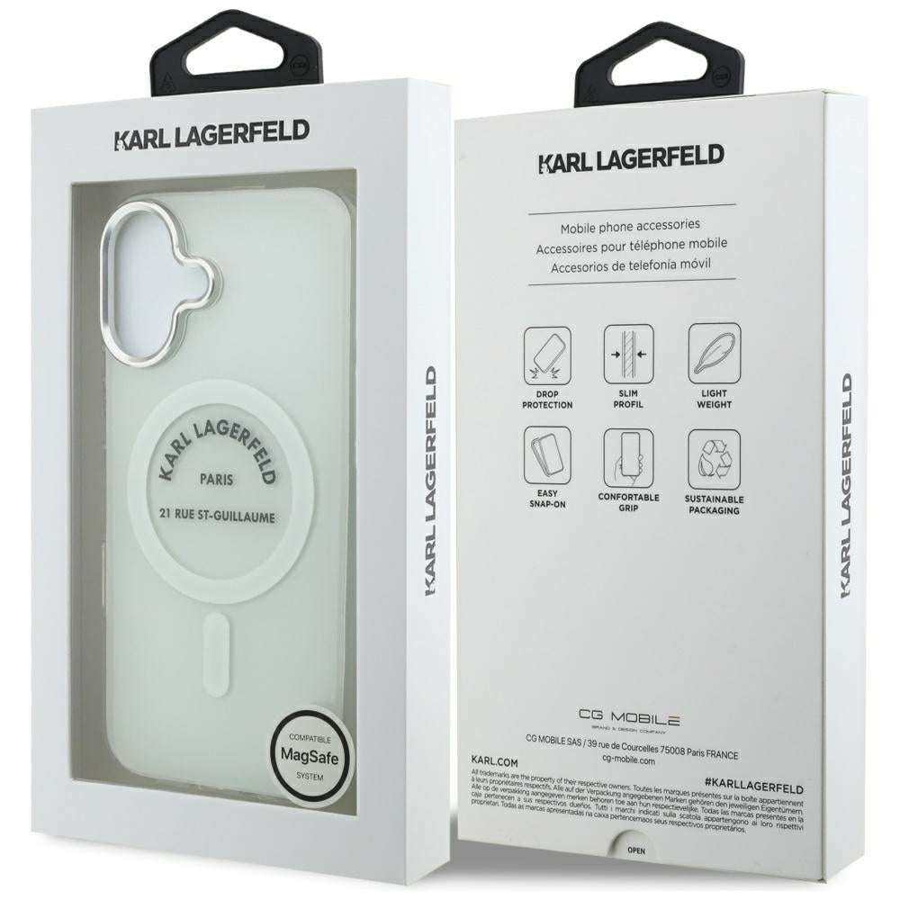 Custodia MagSafe per Apple iPhone 17, Karl Lagerfeld, IML Logo RSG, Trasparente