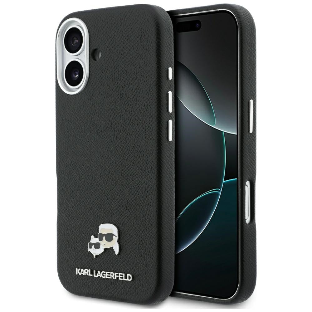 Custodia MagSafe per Apple iPhone 17, Karl Lagerfeld, Karl & Choupette Head's Pin, Nera