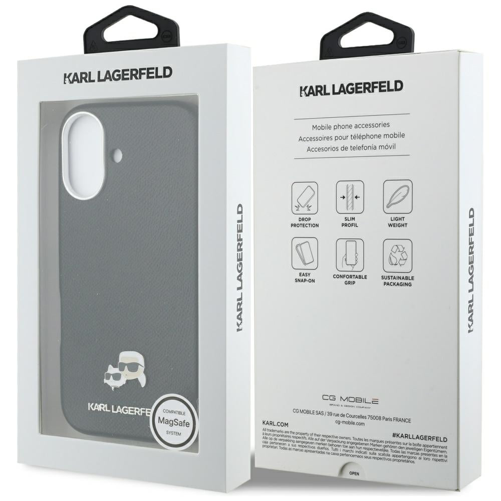 Custodia MagSafe per Apple iPhone 17, Karl Lagerfeld, Karl & Choupette Head's Pin, Nera