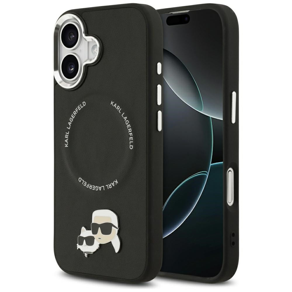 Custodia MagSafe per Apple iPhone 17, Karl Lagerfeld, Karl & Choupette Pins, Nera