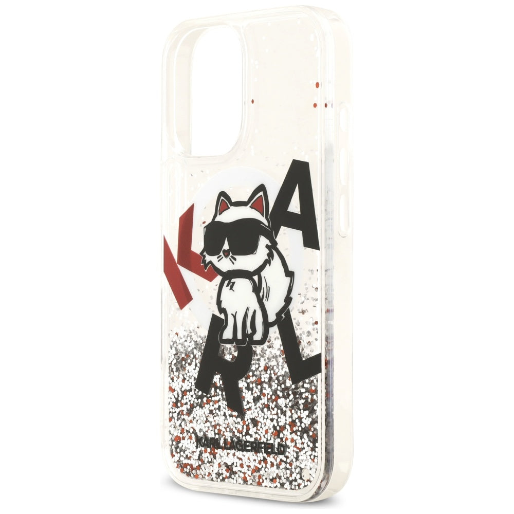Custodia MagSafe per Apple iPhone 17, Karl Lagerfeld, Liquid Glitter Choupette Logo, Trasparente