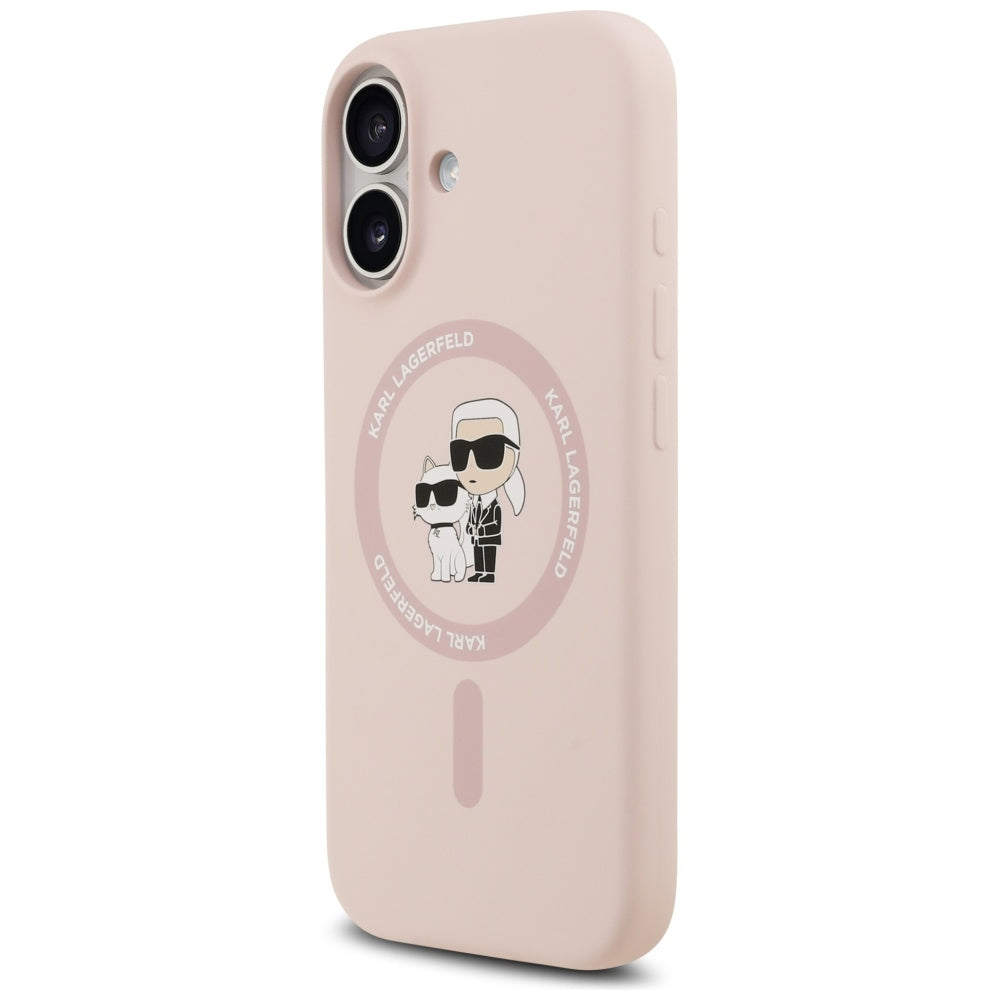 Custodia MagSafe per Apple iPhone 17, Karl Lagerfeld, Ring Karl & Choupette, Rosa