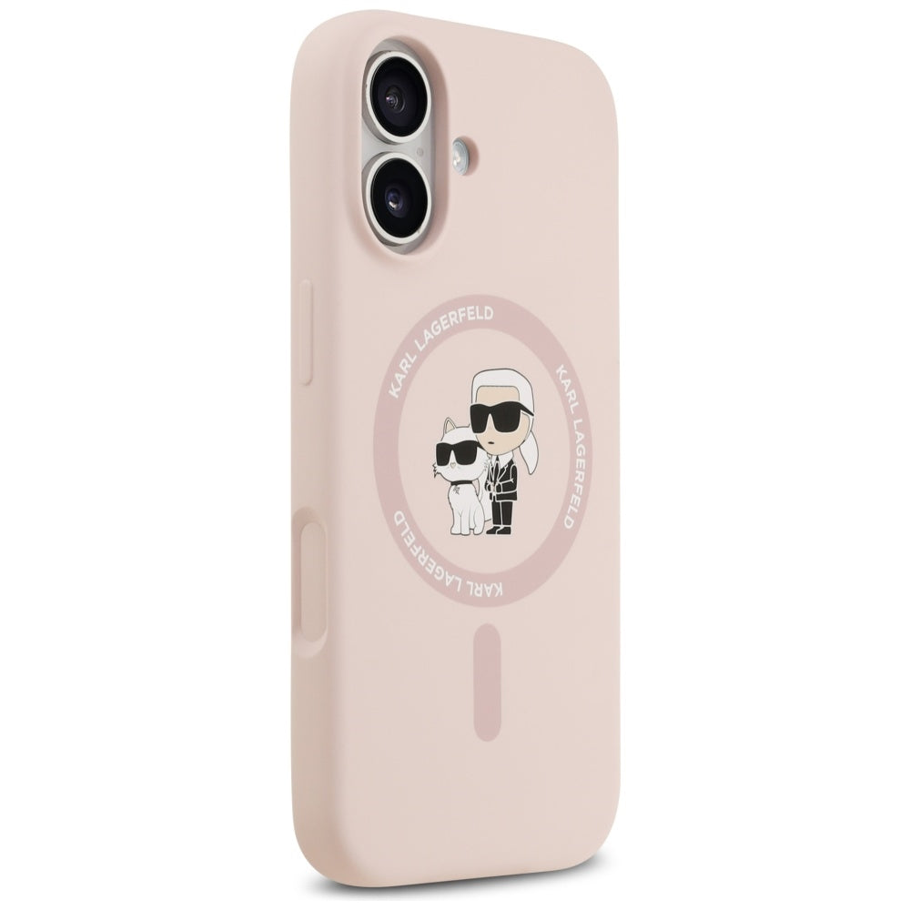 Custodia MagSafe per Apple iPhone 17, Karl Lagerfeld, Ring Karl & Choupette, Rosa