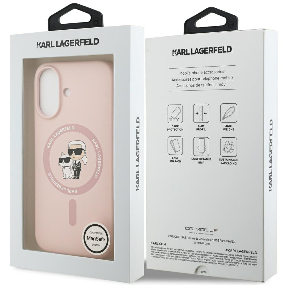 Custodia MagSafe per Apple iPhone 17, Karl Lagerfeld, Ring Karl & Choupette, Rosa
