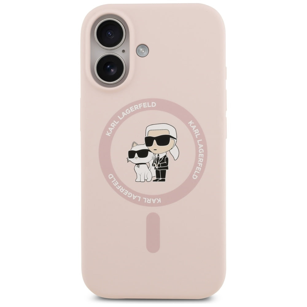 Custodia MagSafe per Apple iPhone 17, Karl Lagerfeld, Ring Karl & Choupette, Rosa