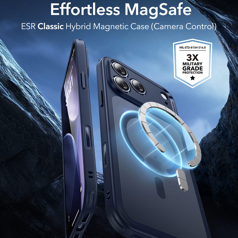 Custodia MagSafe per Apple iPhone 17 Pro, ESR, Classic Hybrid, Blu Satinato