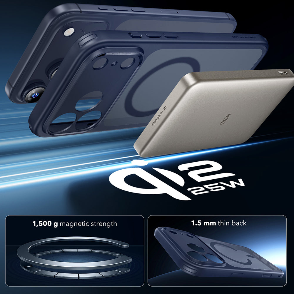 Custodia MagSafe per Apple iPhone 17 Pro, ESR, Classic Hybrid, Blu Satinato
