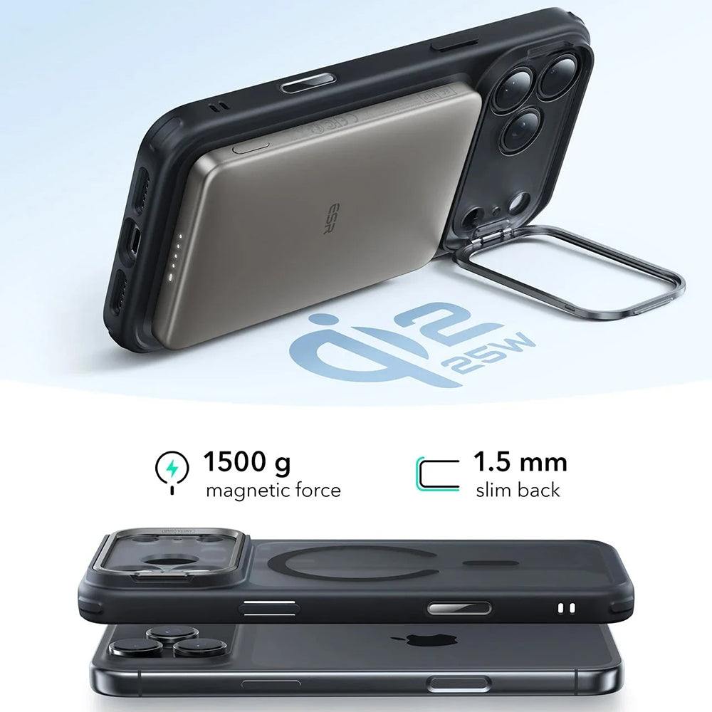 Custodia MagSafe per Apple iPhone 17 Pro, ESR, Classic Hybrid Kickstand, Nera Satinata