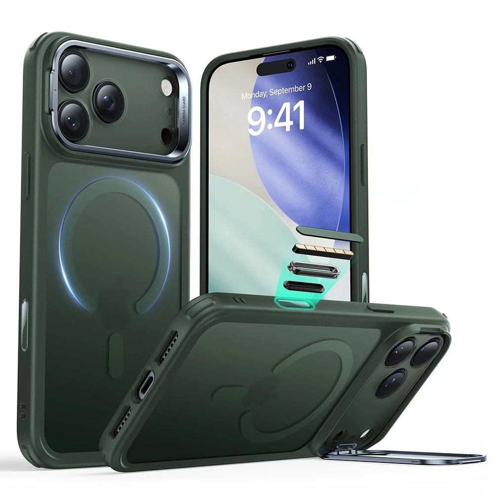 Custodia MagSafe per Apple iPhone 17 Pro, ESR, Classic Hybrid Kickstand, Verde Satinato