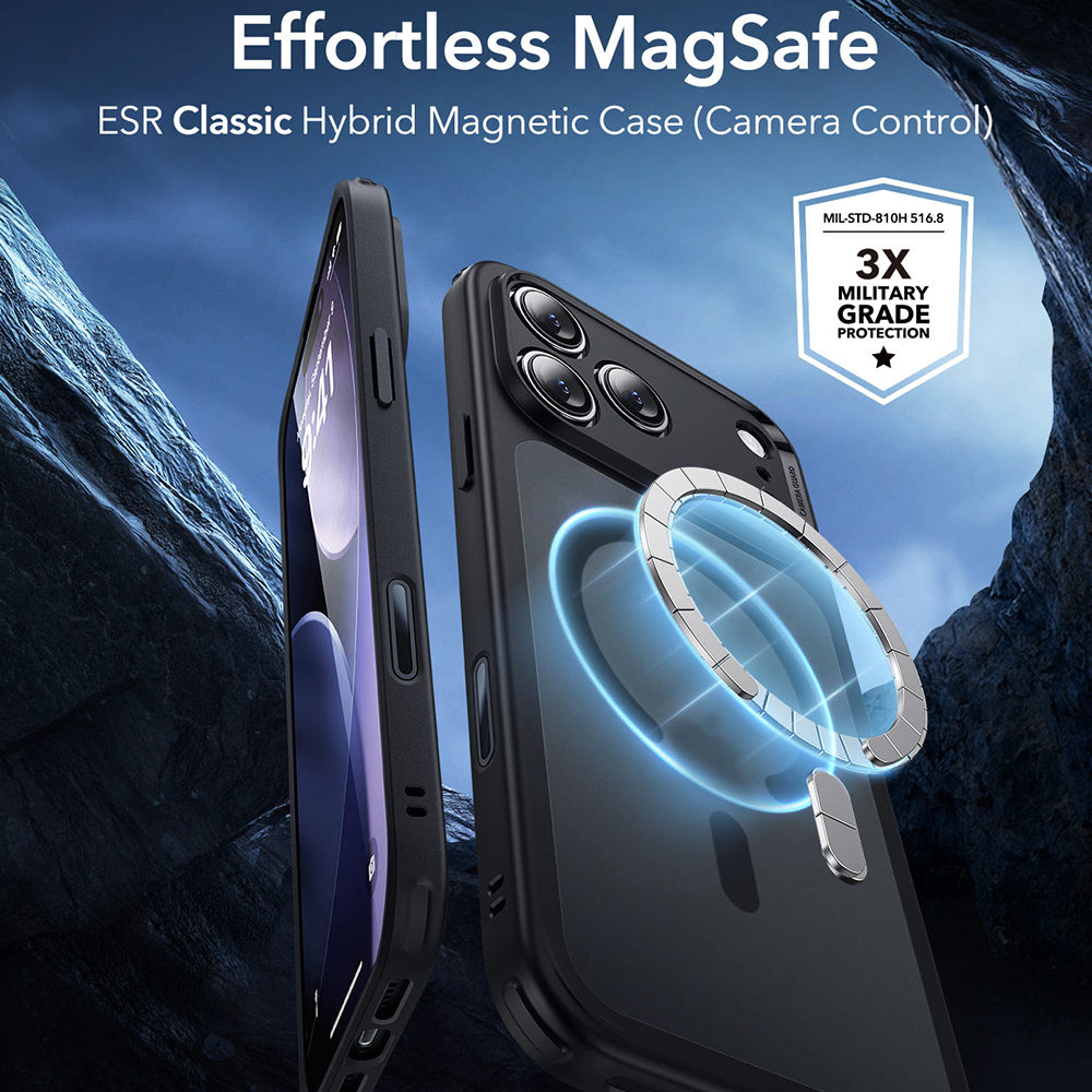 Custodia MagSafe per Apple iPhone 17 Pro, ESR, Classic Hybrid, Nera Satinata