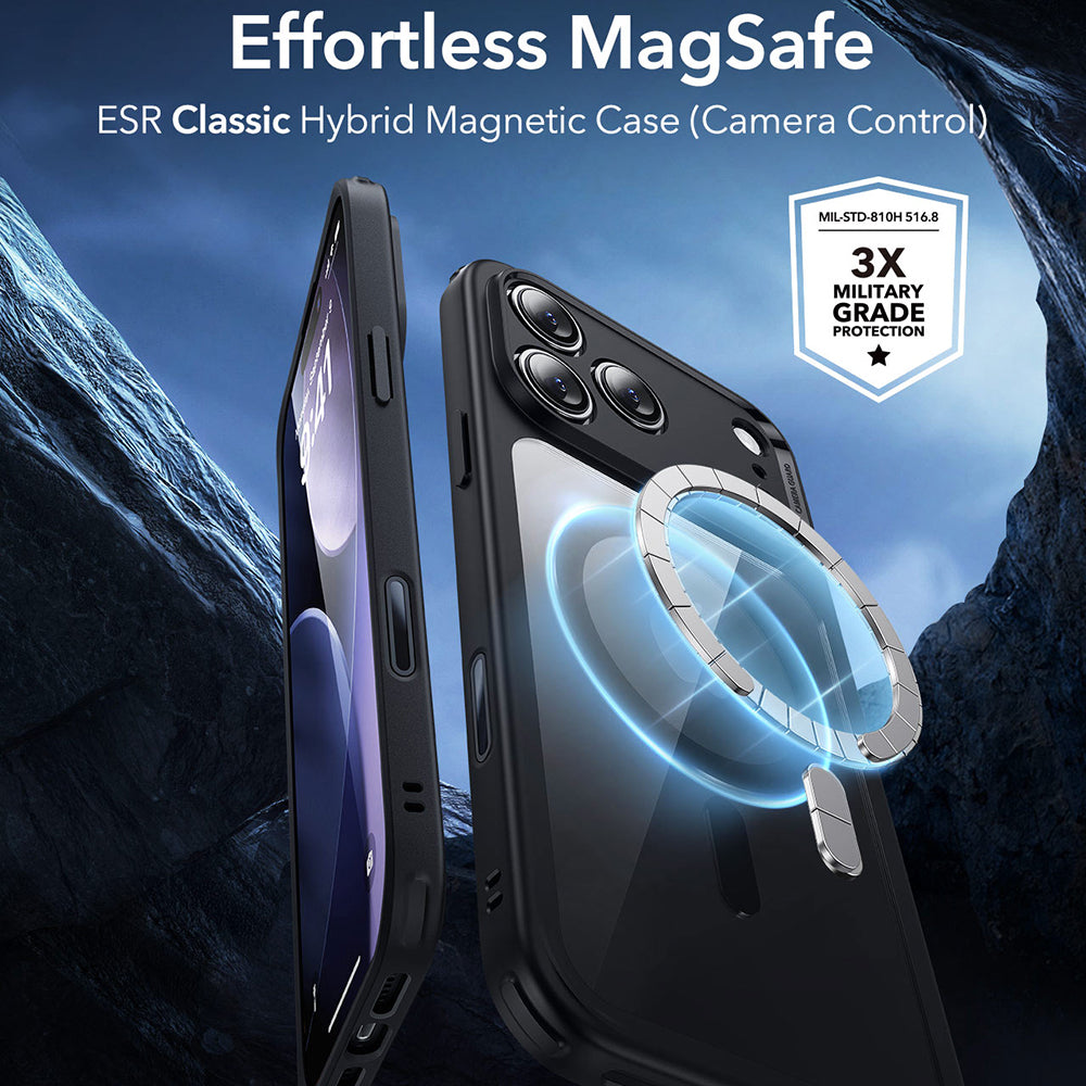 Custodia MagSafe per Apple iPhone 17 Pro, ESR, Classic Hybrid, Nera Trasparente