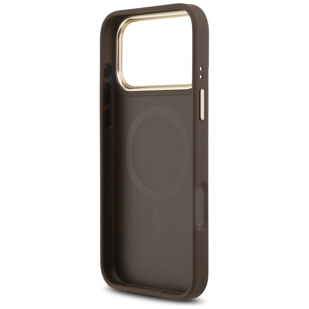 Custodia MagSafe per Apple iPhone 17 Pro, Guess, 4G Classic, Marrone