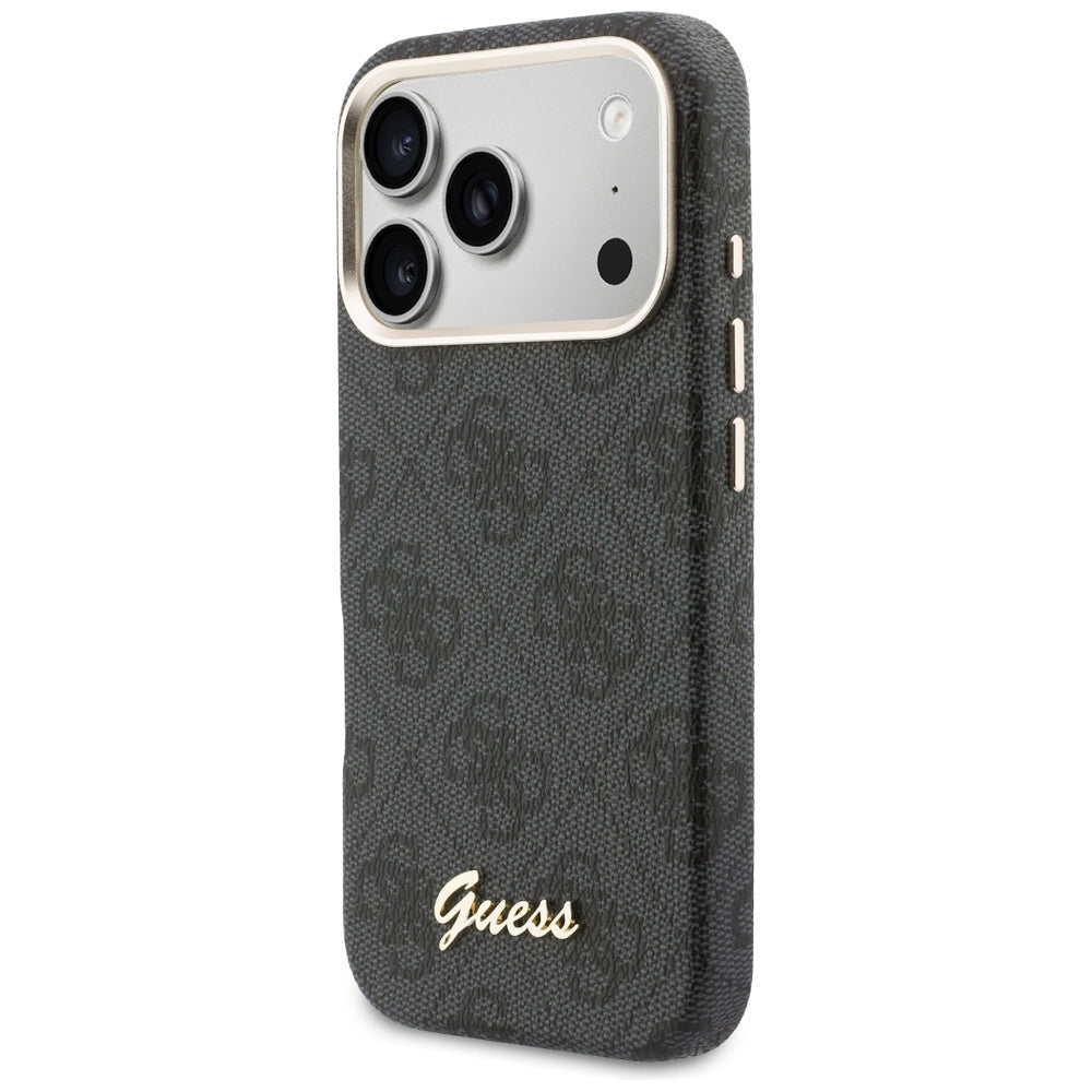 Custodia MagSafe per Apple iPhone 17 Pro, Guess, 4G Script Logo, Nera