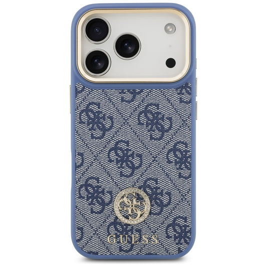 Custodia MagSafe per Apple iPhone 17 Pro, Guess, Logo Strass 4G, Blu