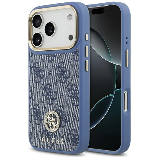 Custodia MagSafe per Apple iPhone 17 Pro, Guess, Logo Strass 4G, Blu