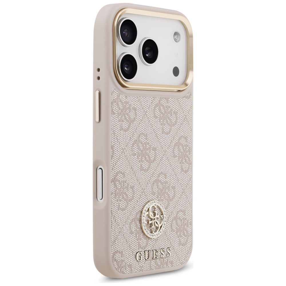 Custodia MagSafe per Apple iPhone 17 Pro, Guess, Logo Strass 4G, Rosa