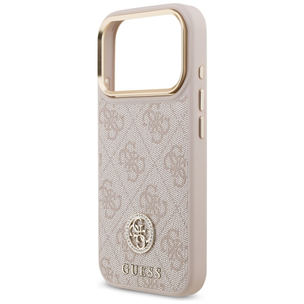 Custodia MagSafe per Apple iPhone 17 Pro, Guess, Logo Strass 4G, Rosa