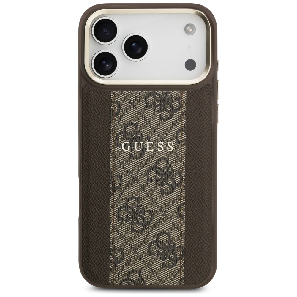 Custodia MagSafe per Apple iPhone 17 Pro, Guess, 4G Stripe, Marrone
