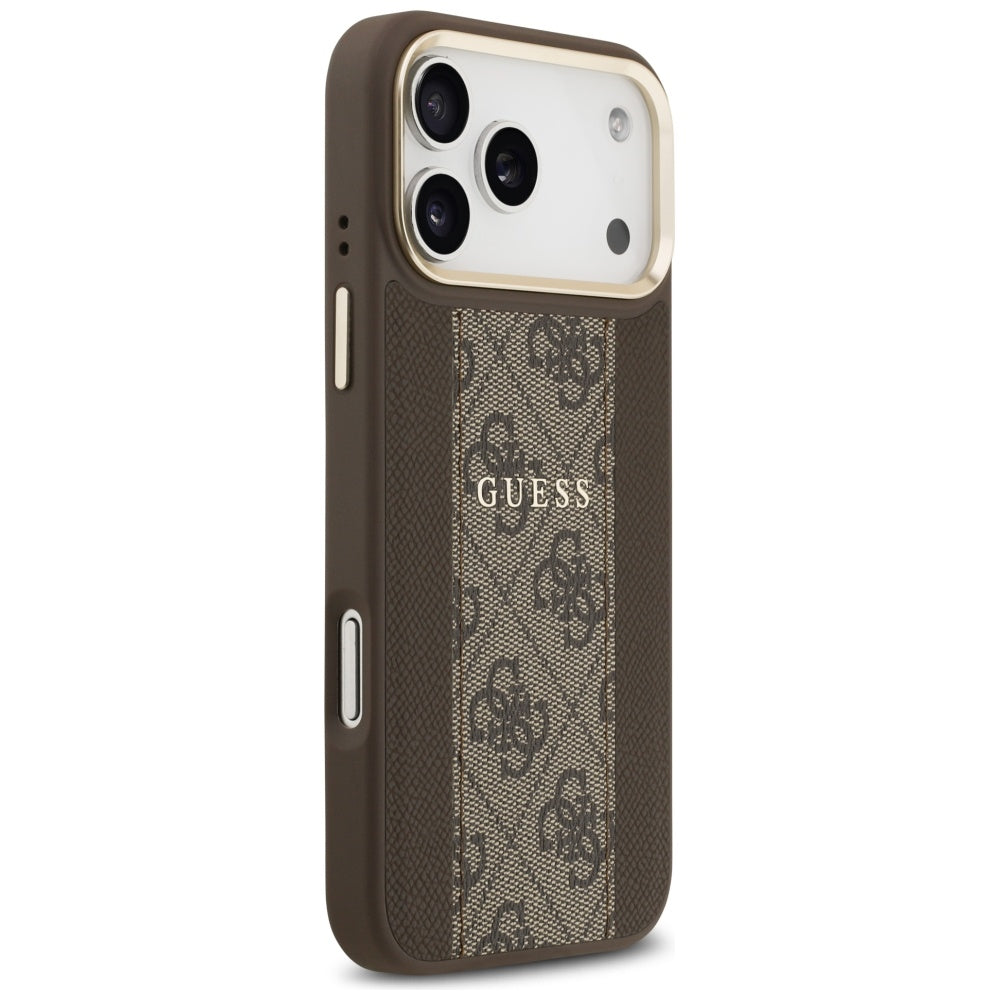 Custodia MagSafe per Apple iPhone 17 Pro, Guess, 4G Stripe, Marrone