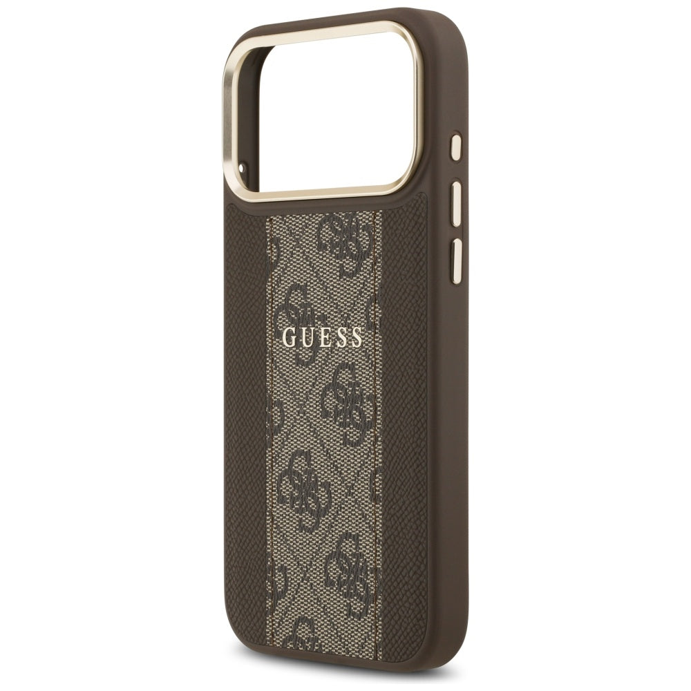 Custodia MagSafe per Apple iPhone 17 Pro, Guess, 4G Stripe, Marrone