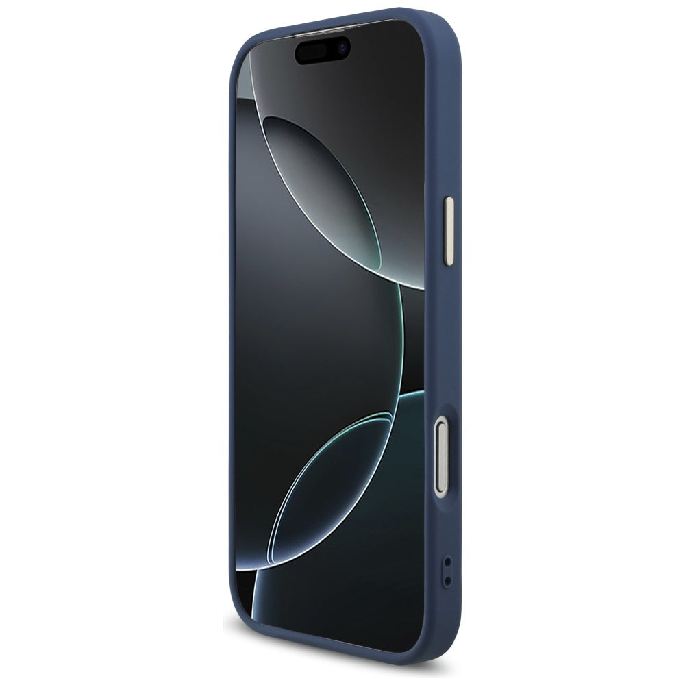 Custodia MagSafe per Apple iPhone 17 Pro, Guess, Logo Triangolo 4G, Blu Dorato
