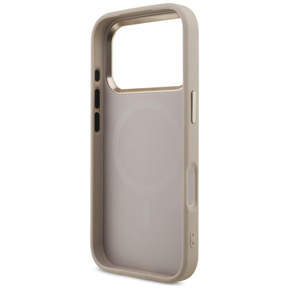 Custodia MagSafe per Apple iPhone 17 Pro, Guess, Logo Triangolo 4G, Rosa Dorato