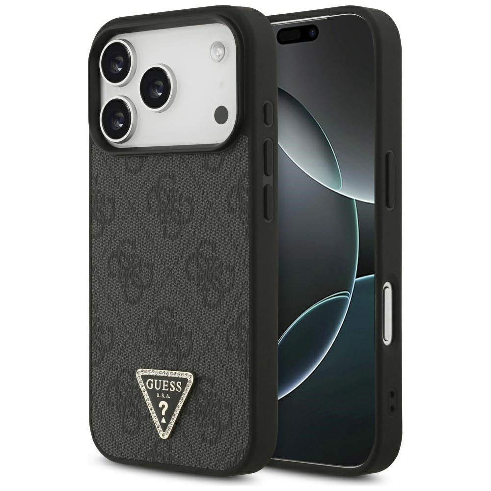Custodia MagSafe per Apple iPhone 17 Pro, Guess, 4G Triangle Strass, Nera