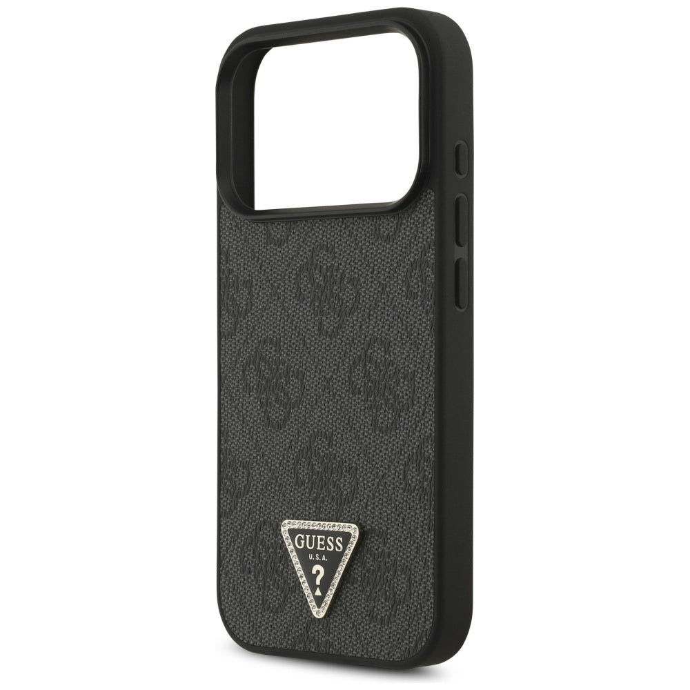 Custodia MagSafe per Apple iPhone 17 Pro, Guess, 4G Triangle Strass, Nera