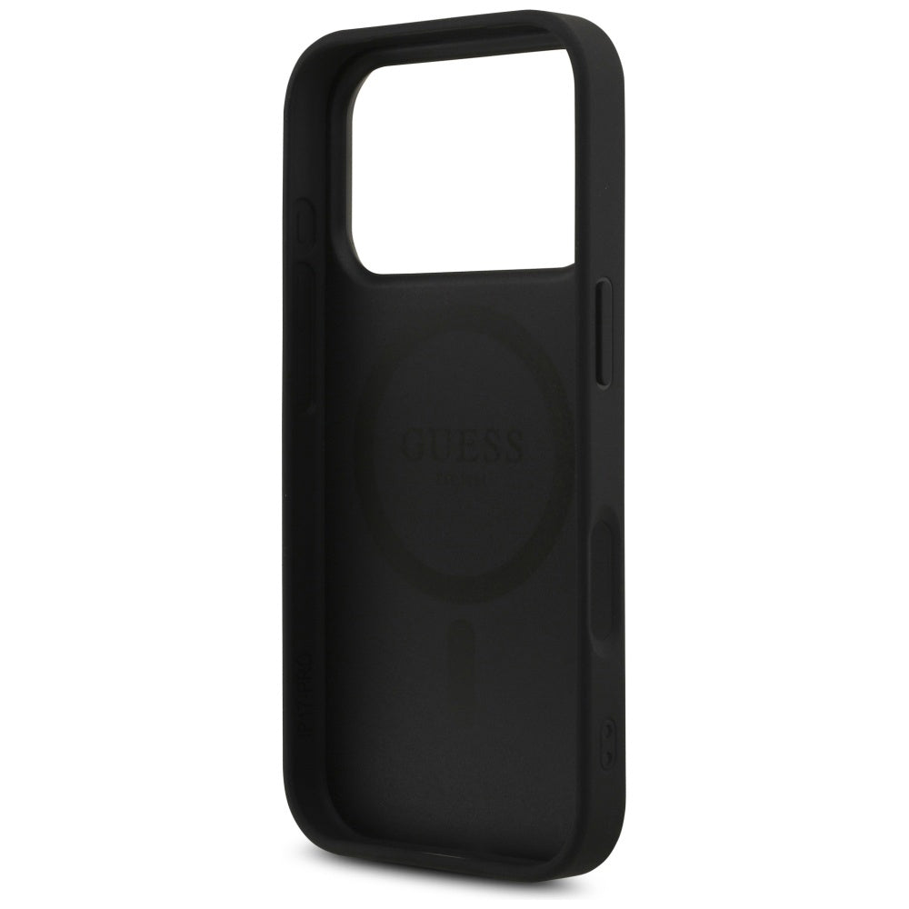 Custodia MagSafe per Apple iPhone 17 Pro, Guess, 4G Triangle Strass, Nera