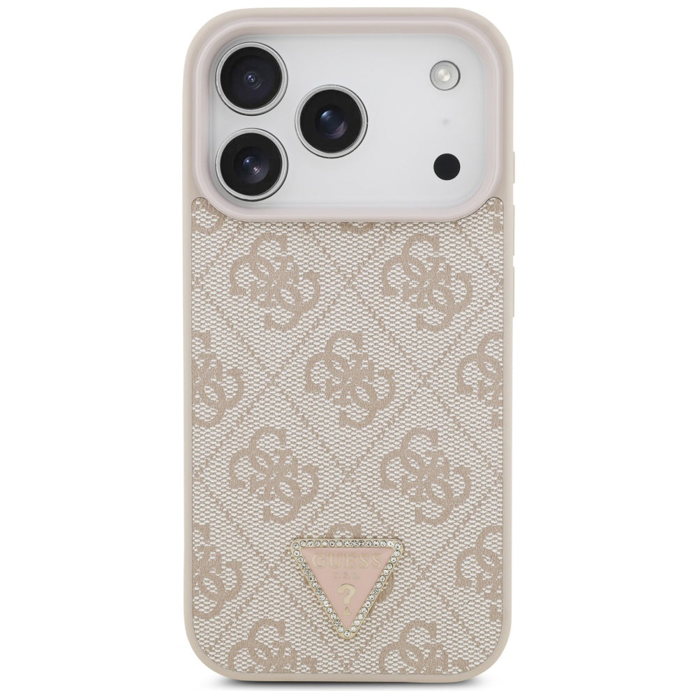 Custodia MagSafe per Apple iPhone 17 Pro, Guess, 4G Triangle Strass, Rosa