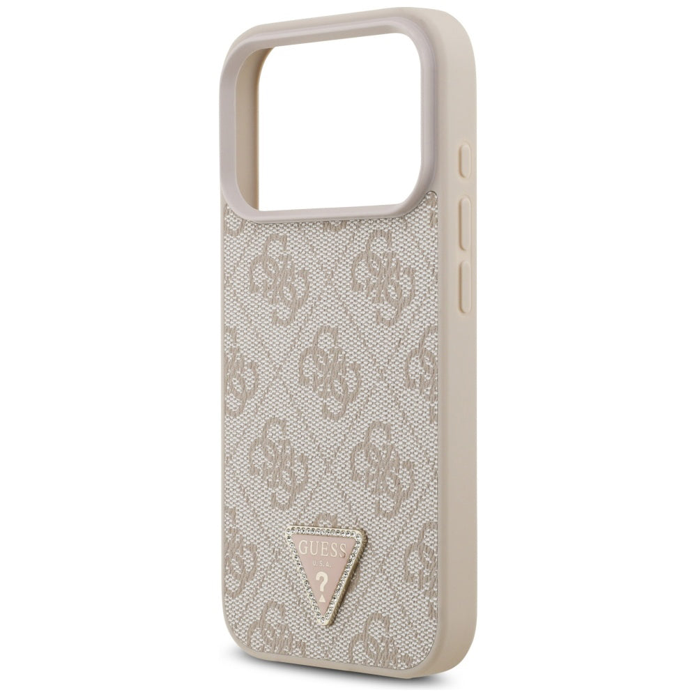 Custodia MagSafe per Apple iPhone 17 Pro, Guess, 4G Triangle Strass, Rosa