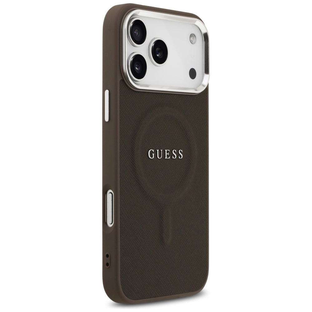 Custodia MagSafe per Apple iPhone 17 Pro, Guess, Classic Logo, Marrone