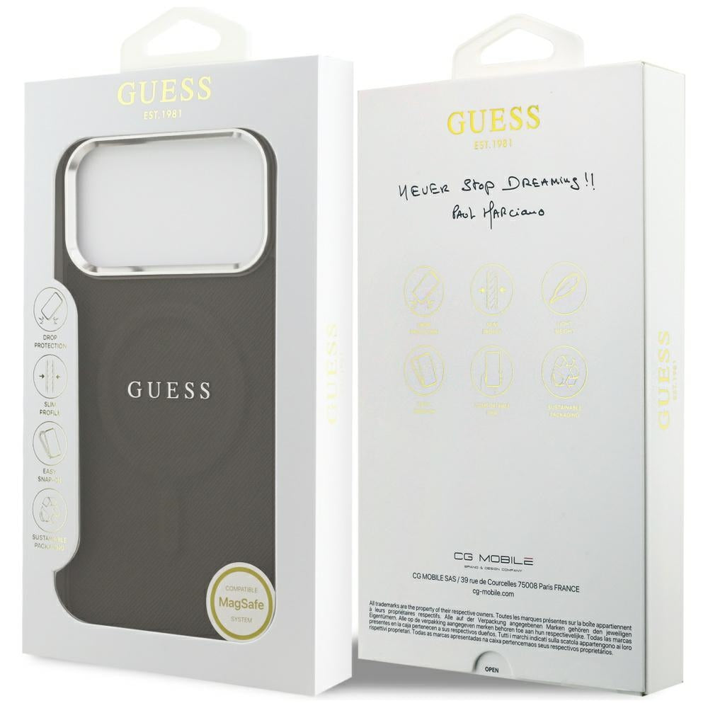 Custodia MagSafe per Apple iPhone 17 Pro, Guess, Classic Logo, Marrone