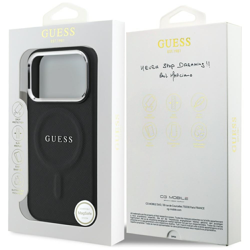 Custodia MagSafe per Apple iPhone 17 Pro, Guess, Classic Logo, Nera