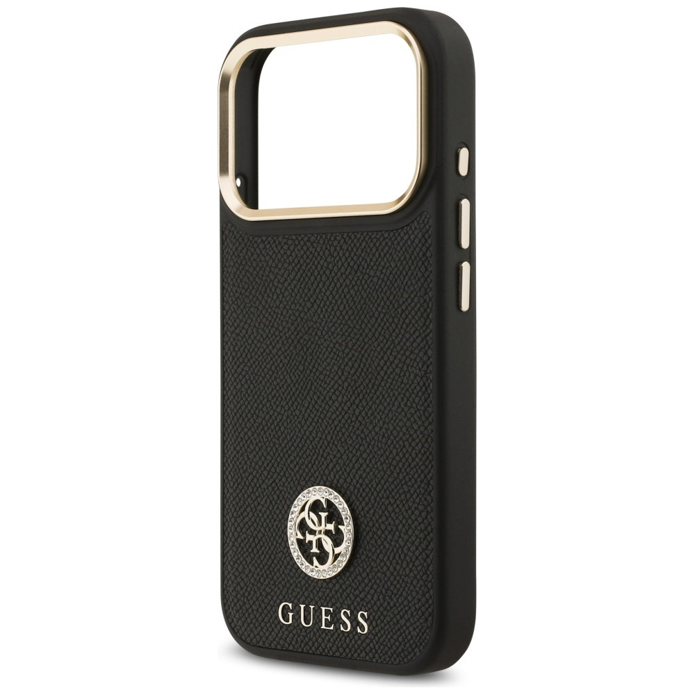 Custodia MagSafe per Apple iPhone 17 Pro, Guess, Grained Strass Logo, Nera